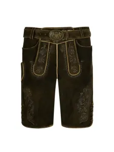 Nadměrná velikost: Maddox Country, Kožené kalhoty s vintage výšivkou Hnědá #4456925