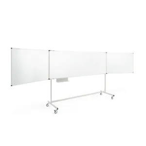 Pojízdná bílá tabule MEGAN, třídílná, 2000x1000 mm