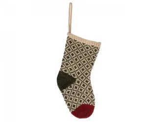 Pletená ponožka se vzorem zeleno-červená Maileg
