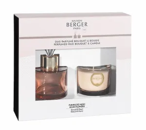 Maison Berger Paris Dárková sada Duo Mini: aroma Difuzér s náplní 80 ml + vonná svíčka 80 g, Květy pižma 6618