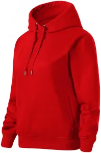 Pohodlná dámská mikina s kapucí, červená, XS