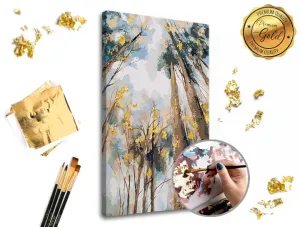 Malování podle čísel PREMIUM GOLD – Mezi stromy (Sada na malování podle čísel ARTMIE se zlatými plátky)