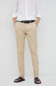 Kalhoty Manuel Ritz pánské, béžová barva, přiléhavé