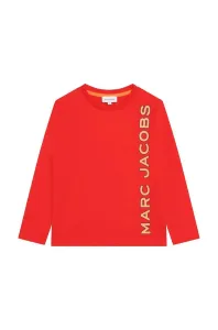 Dětské bavlněné tričko s dlouhým rukávem Marc Jacobs červená barva, s potiskem