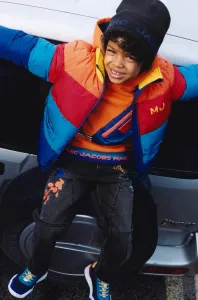 Dětská mikina Marc Jacobs oranžová barva, s kapucí, s potiskem