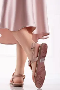 Růžové kožené sandály 2-28152 #6034440