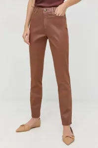 Kalhoty Marella dámské, hnědá barva, přiléhavé, high waist #4657502