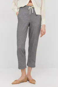 Kalhoty Marella dámské, šedá barva, jednoduché, high waist