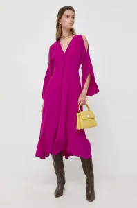 Šaty s příměsí hedvábí Marella Robinia fialová barva, midi