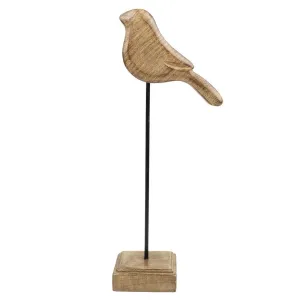 Dekorace dřevěný ptáček na podstavci  - 7,5*16,5*38cm CISHV38