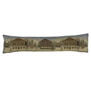 Béžový gobelinový dlouhý polštář horská chata Chalet - 90*15*20cm EVTKCBL