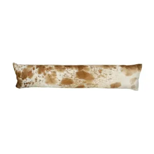 Bílo-hnědý kožený dlouhý polštář z hovězí kůže Cow brown - 90*20*10cm IVTKKB