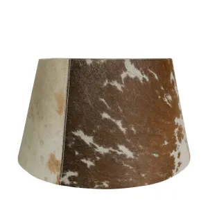 Hnědo bílé stínidlo na lampu z hovězí kůže 40 cm - 30*40*22,5 cm MHLKKB40