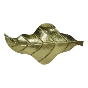 Zlatý dekorační kovový podnos / miska ve tvaru listu Banana- 36*18*3cm HEBGBA #6193276