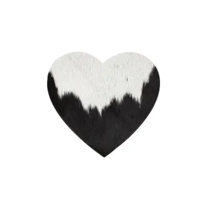 Bílo-černý podtácek srdce Love z hovězí kůže Black - 14*14*0,3 cm MHOZHKZ