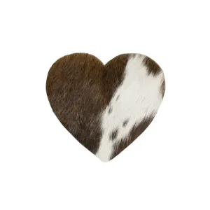 Bílo-hnědý podtácek srdce Love z hovězí kůže Brown - 14*14*0,3 cm MHOZHKB