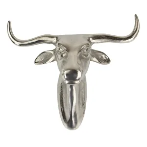 Stříbrná nástěnná dekorace hlava krávy - 24,5*13*21cm EHKK21