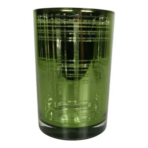 Zelený skleněný kostkovaný svícen L - 12*12*18cm XMWLRGL