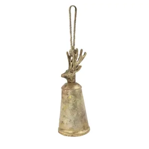 Zlatý kovový zvonek s hlavou jelena Deer - Ø11*30cm CIBGH30