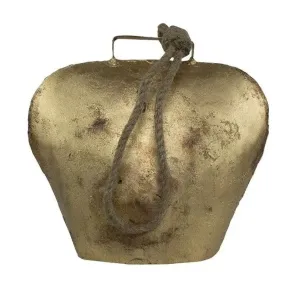 Zlatý kovový zvonek ve tvaru kravského zvonu - 11*6*11 cm CIBGT11