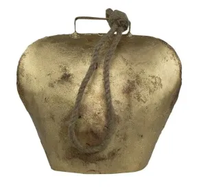 Zlatý kovový zvonek ve tvaru kravského zvonu - 12*6,5*12cm CIBGT12