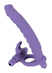 Kroužek na penis s análním vibrátorem a dráždidlem na klitoris #586654