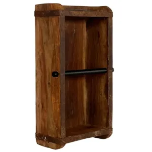 Dřevěný nástěnný držák na toaletní papír Brick Mould Mass - 15*10*33 cm A00001423