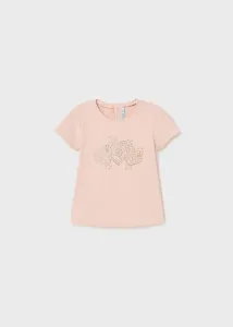Tričko s krátkým rukávem basic SRDÍČKA světle růžové BABY Mayoral velikost: 80 (12 měsíců)