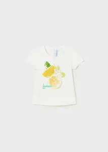 Tričko s krátkým rukávem CITRÓNKY bílé BABY Mayoral velikost: 80 (12 měsíců)
