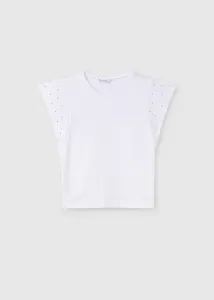 Tričko s krátkým rukávem a cvočky bílé JUNIOR Mayoral velikost: 140 (10 let)
