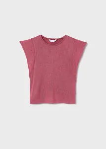 Tričko s krátkým rukávem a cvočky tmavě růžové JUNIOR Mayoral velikost: 157 (14 let)