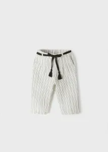 Kalhoty odlehčené bavlněné s pruhy smetanové BABY Mayoral velikost: 80 (12 měsíců)