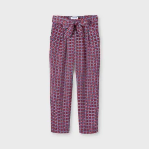 Kalhoty odlehčené s páskem a vzorem červené MINI Mayoral velikost: 134 #4952278