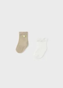 2 pack ponožek s krajkou bílo-zlaté BABY Mayoral velikost: 68 (6 měsíců) #3949096