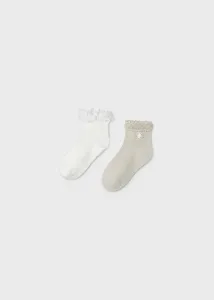 2 pack ponožek s krajkou zlaté MINI Mayoral velikost: 2 (EU 19-22)