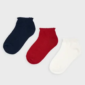 3 pack ponožek červeno-modré MINI Mayoral velikost: 4 (EU 23-26)