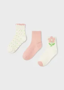 3 pack ponožek KVĚTINKY světle růžové MINI Mayoral velikost: 2 (EU 19-22)