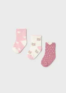 3 pack ponožek MEDVÍDCI světle růžové BABY Mayoral velikost: 68 (6 měsíců)