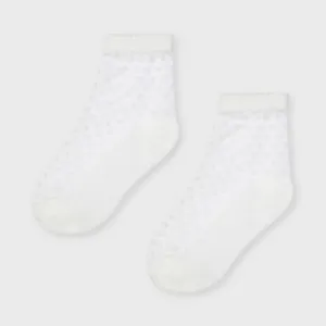 Ponožky s průsvitnou částí smetanové MINI Mayoral velikost: 10 (EU 35-36)