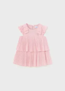 Šaty s krátkým rukávem šifónové plisované BABY světle růžové Mayoral velikost: 80 (12 měsíců)