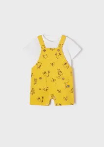 Set trička s krátkým rukávem a kraťasy s laclem ZEBRA žlutý BABY Mayoral velikost: 68 (6 měsíců)