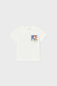 Bavlněné dětské tričko Mayoral bílá barva, s potiskem #5936508