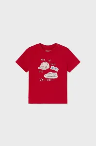 Bavlněné dětské tričko Mayoral červená barva, s potiskem #6110229