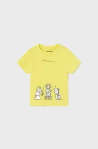 Bavlněné dětské tričko Mayoral žlutá barva, s potiskem #5657354