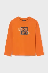 Dětská bavlněná košile s dlouhým rukávem Mayoral oranžová barva, s potiskem #5685252