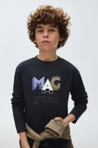 Dětská bavlněná košile s dlouhým rukávem Mayoral šedá barva, s potiskem