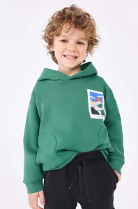 Dětská mikina Mayoral zelená barva, s kapucí, s potiskem