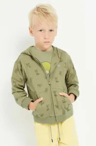 Dětská mikina Mayoral zelená barva, s kapucí, vzorovaná