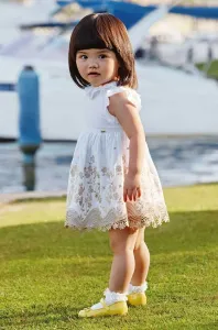 Dětské šaty s příměsí lnu Mayoral bílá barva, mini #6068249