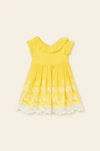 Dětské šaty s příměsí lnu Mayoral žlutá barva, mini